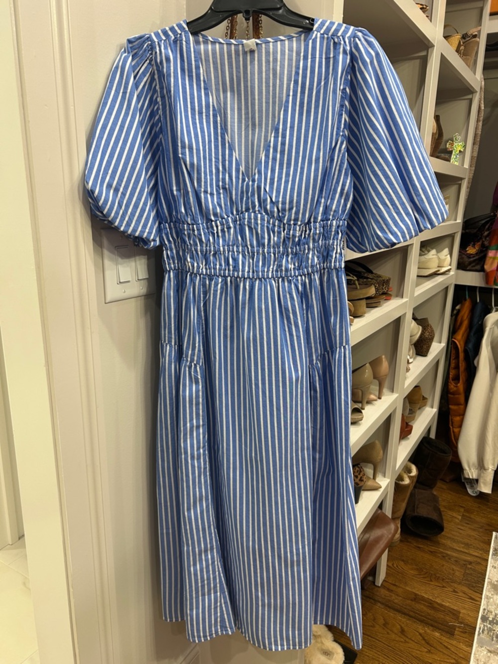 Old Navy Blue and White Striped Midi Dress